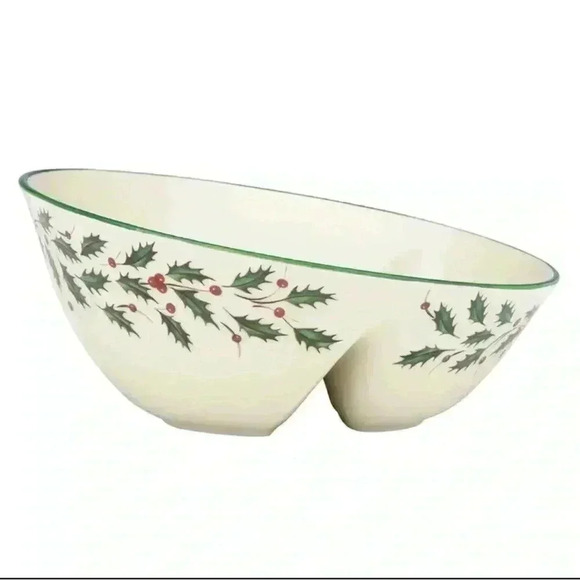 Lenox Holiday Divided Angle Christmas Bowl - Picture 1 of 3